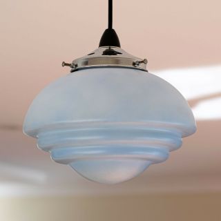 Art Deco Pendant Light - Pale Blue Matt Glass