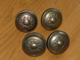 4 Vintage Metal Door Knobs - 2  ¼ Inches Diameter