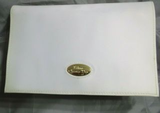 Rare Christian Dior Trousse De Toilette Make - Up Clutch Bag Offwhite Faux Leather