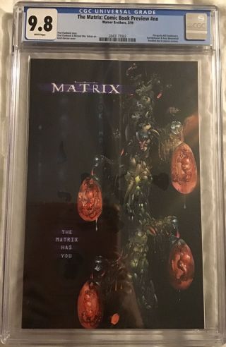 The Matrix: Comic Book Preview Nn Cgc 9.  8 Warner 1999 Recalled Rare L8 223 Cm