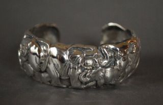 Rare Small Patrick Mavros Sterling Silver Elephant Cuff Bracelet 76.  02 Grams