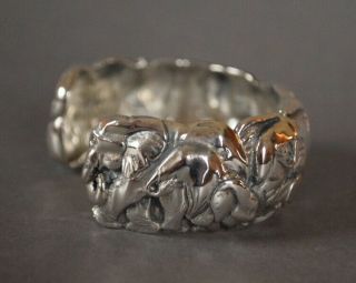 Rare Small PATRICK MAVROS Sterling Silver ELEPHANT Cuff Bracelet 76.  02 Grams 6