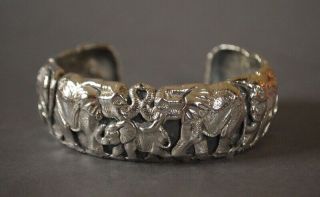 Rare Large Patrick Mavros Sterling Silver Elephant Cuff Bracelet 84.  72 Grams