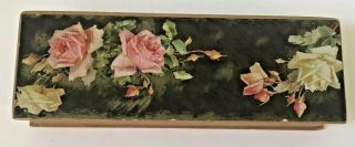 Antique Victorian Cardboard Apollo Chocolates Candy Box Roses Boston MA 2