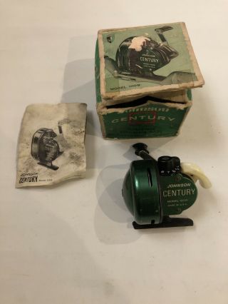 Vintage Johnson Century 100b Casting Reel And Papers