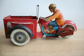 Jml Delivery Motorcycle.  Tin Toy,  1930s Pre War,  Rare.
