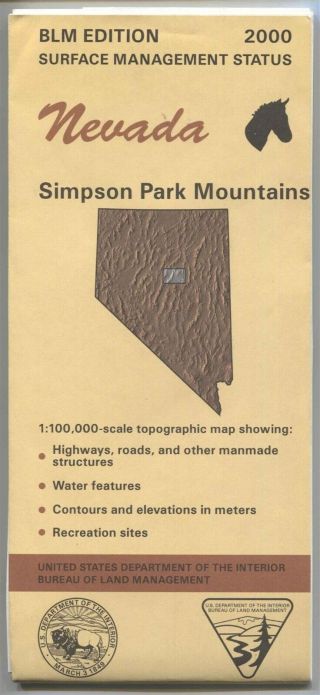 Usgs Blm Edition Topographic Map Nevada Simpson Park Mountains 2000 Surface