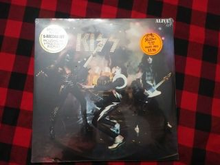 Kiss 1975 Vintage Alive Lp Record W Hype Sticker - Peaches Rare Aucoin