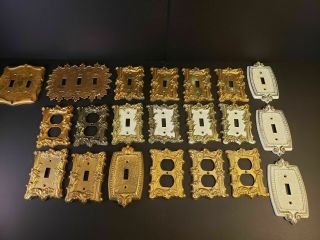 Vtg Amerock Carriage House Brass Outlet And Light Switch Cover Plates Antique