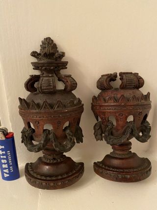 Continental Baroque / Neoclassical Carved Pine Finials 18th/19th Century