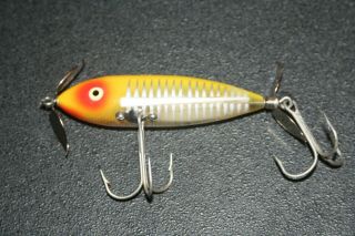 Vintage Heddon Wounded Spook Lure Yellow Shore Unfished Pristine