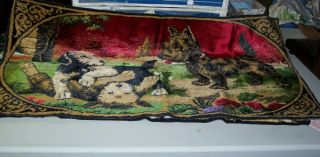 Antique Vintage Scotty Dog And 2 Puppies Tapestry.