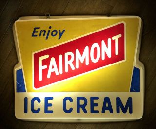Rare Vintage Fairmont Ice Cream Lighted Sign Light