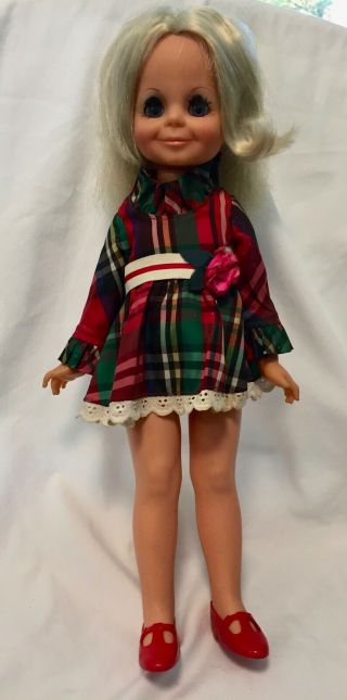 Vintage 1972 Ideal Crissy Family Live Action Velvet W/look Around & Shoes Vgc