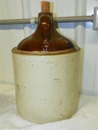 Vintage Antique 1,  Gallon Earthenware Crock Moonshine Whiskey Shoulder Jug 9 