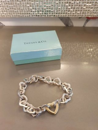 Tiffany & Co.  Open Heart Link Bracelet 18k Gold & Sterling - Retired Rare Jewel