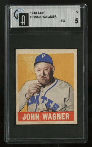 1948 Leaf Gum Co Baseball Card 70 Honus Wagner Gai 5 Orange Background Very Rare
