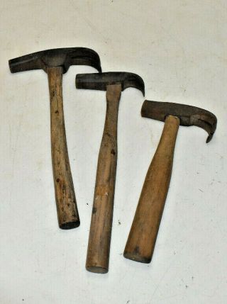 L570 - 3 Small Early Antique Claw Hammers