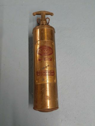 Antique Brass General Quick Aid Fire Extinguisher W/ Bracket Car Boat Ratrod