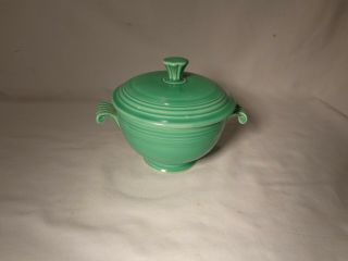 Rare Hlc Vintage Fiesta Ringware Green Covered Onion Soup Bowl Footed Base - Nr