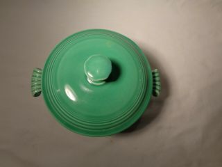 RARE HLC VINTAGE FIESTA RINGWARE GREEN COVERED ONION SOUP BOWL FOOTED BASE - NR 4