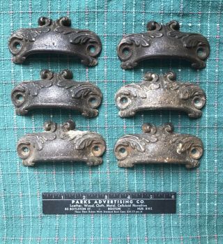 Antique Victorian Bin / Drawer Pull - Cast Iron