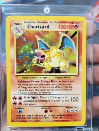 Base Set Charizard 4/102 Holo Pokemon Card Rare Near 1999 (b)