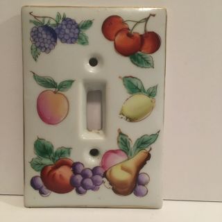 Vintage Kelvin China Porcelain Light Switch Plate Cover Japan - Fruit Design