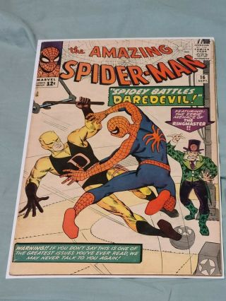 The Spider - Man 16,  Rare Silver Age Spider - Man/daredevil Appearance