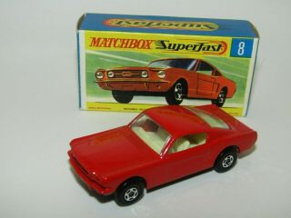 Matchbox Superfast No 8 Ford Mustang Red,  Cream Interior Vnmib Rare