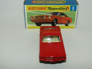 Matchbox Superfast No 8 Ford Mustang RED,  Cream Interior VNMIB RARE 2