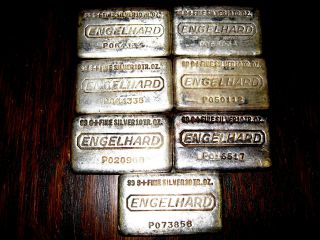 (1) Rare Vintage 10 Ounce Engelhard.  999,  Fine Silver Bar 10oz.  Poured Bar