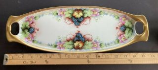 Antique R S Germany Hand Painted Vanity Dresser Serving Tray,  Floral 15” Euc