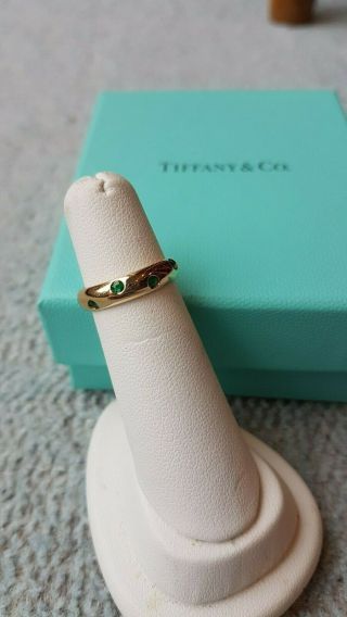 Tiffany & Co Vintage Polished 18ct Yellow Gold Emerald Etoile Ring Size 