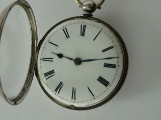 RARE ANTIQUE ENGLISH SILVER CONSULAR CASED VERGE FUSEE POCKET WATCH LONDON c1859 6