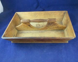 Antique Wooden Silverware Box Primitive Flatware Tray Old Dovetail Vintage Caddy