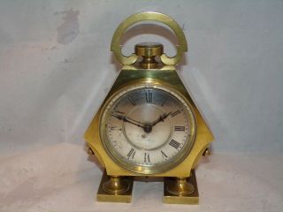 Very Rare Antique French 8day Brass Carriage Clock With Compass In Order