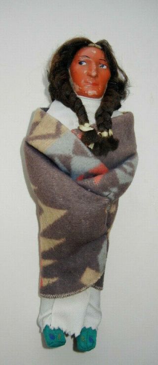 Early Skookum Indian Native American Doll 11 " W/ Papoose Blanket