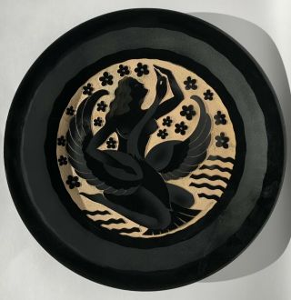 Roger Mequinion " Leda And The Swan " Art Deco French Ceramic Plate Very Rare
