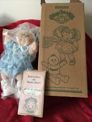 1984 Cabbage Patch Kids Doll With Birth Certificate Preemie Girl,  Elly