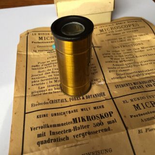 Antique Brass Field Floroscope Microscope Old Stock Nib 1930s W Instructions