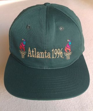 Vintage Atlanta 1996 Olympics Cap The Game Rare Green Snapback One Size Hat Top