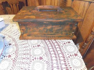 Antique/vintage Wooden Tool Caddy Box Crate With Handle