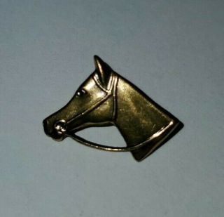 Vintage Rare Miriam Haskell Gold Toned Horse Head Pin Brooch