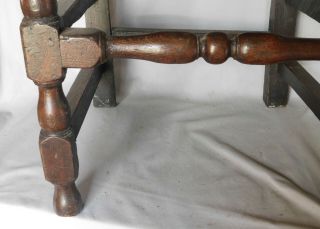 Rare 17th century Oak side chair Yorkshire English carved heart pendants wedding 3