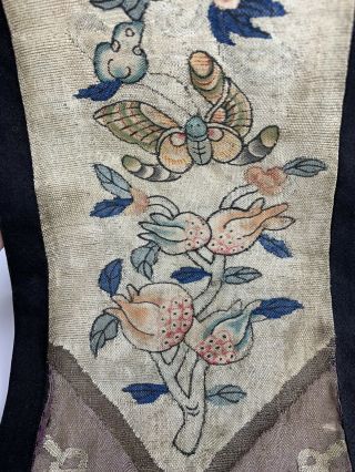 Antique Qing Dynasty Chinese Silk Kesi Panel With Butterflies & Pomegranates 3