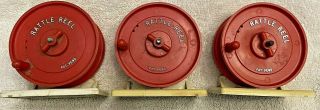 Vintage Rattle Reel Lakco Quality Tackle Lake Products Fhrr - 3 Ice Fishing Reels