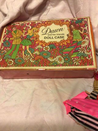 Vintage 1971 Topper Dawn And Her Friends Doll Case & Random Dolls,  Clothes