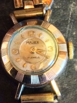 Ladies Vintage Majex Watch.  With Gold Tone Bracelet Style Strap.  With Tag.  O