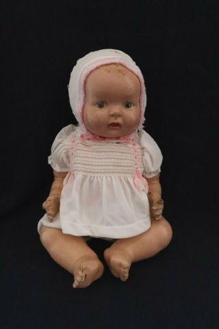 Antique 1929 Unmarked Composition Baby Doll 15 " Painted Eyes